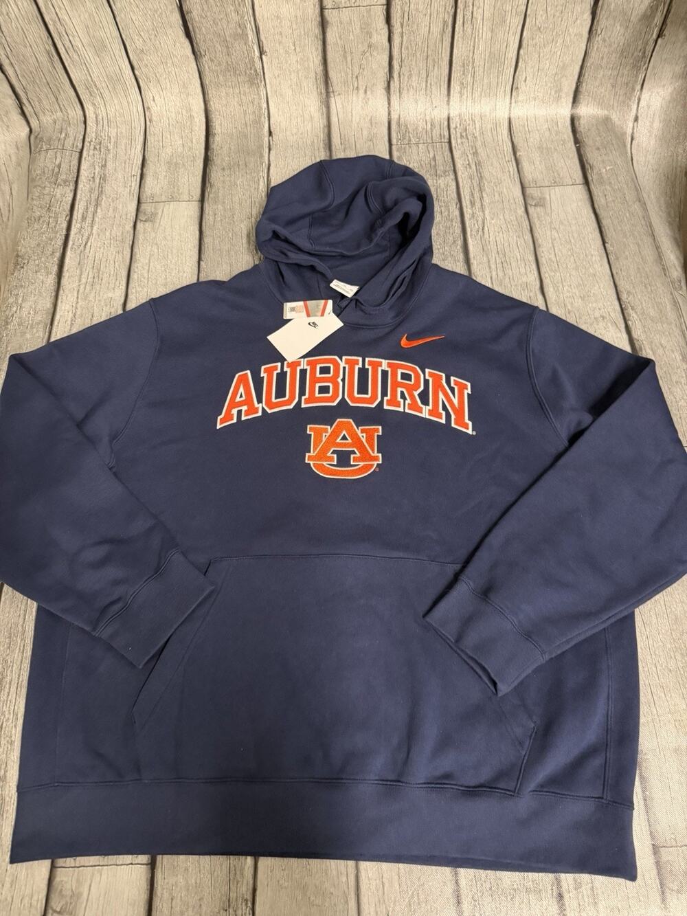 NWT Nike Men's Auburn Tigers Club Fleece Arch Pullover Hoodie Navy Blue XXL 2XL